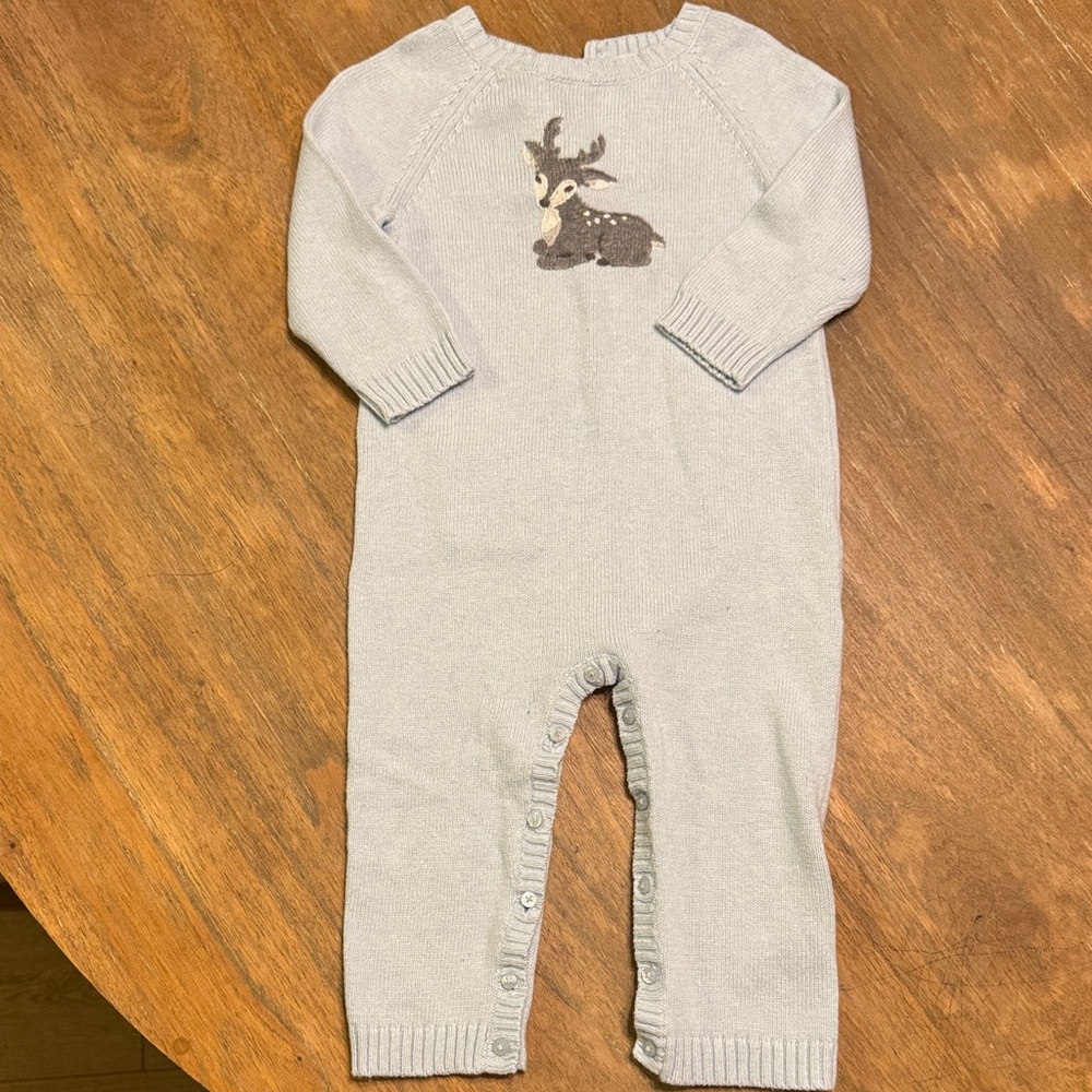 Janie and Jack Adorable Gray Baby Onesie with Deer Design